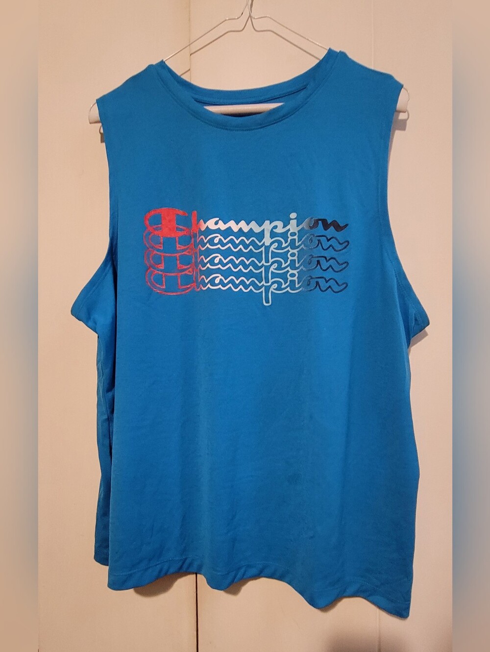 Champion Women's Bright Blue Athletic Tank Tee with Logo Accent - 2XL
